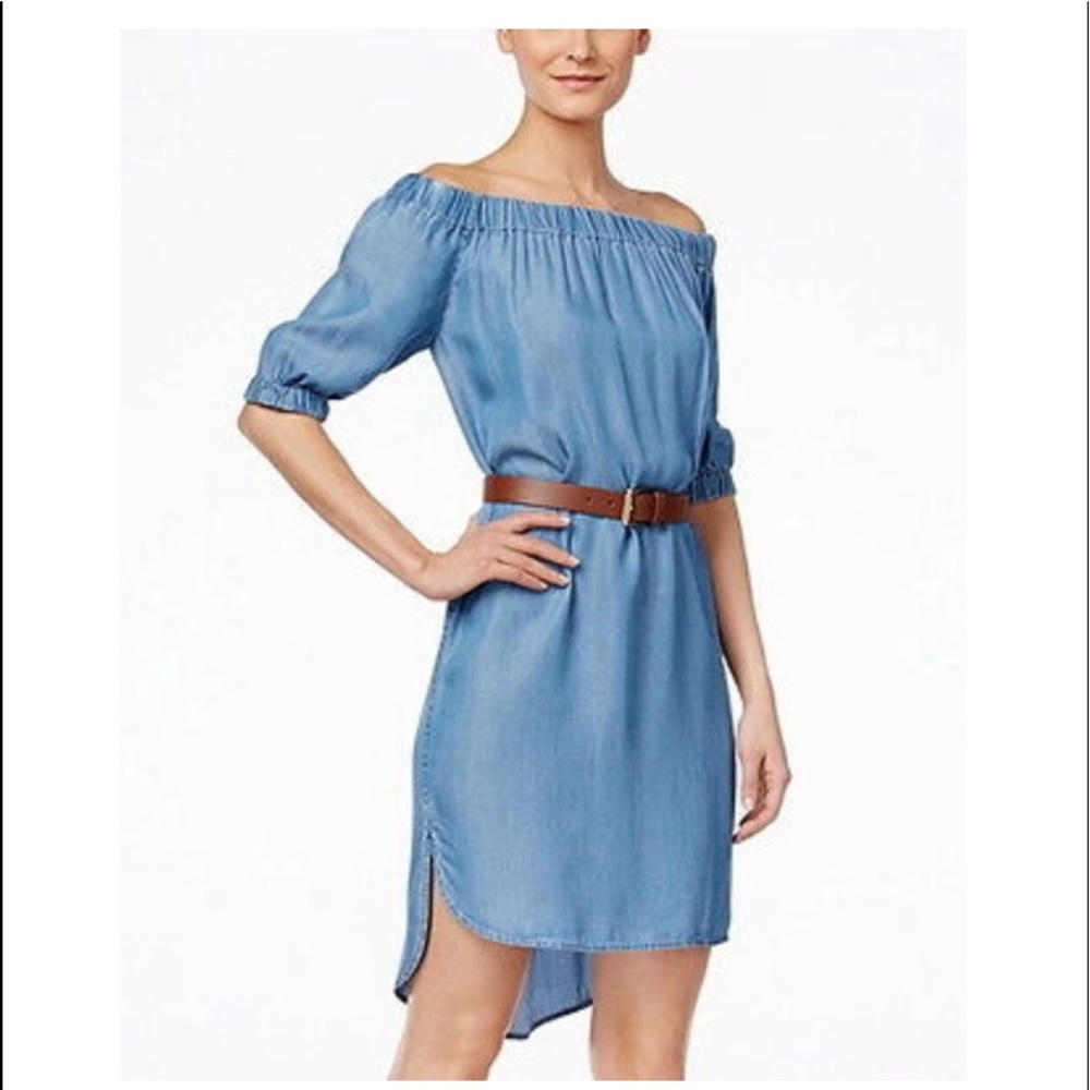 Micheal Kors off shoulder denim dress
